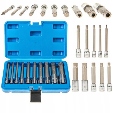 Set Spline-Steckschlüssel 1/4 3/8 1/2 M4-M18 XZN 10 Teile lange Schlüssel