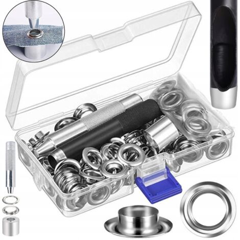 Set Ösen für Planen mit Ösensetzer, Ösenlochstanze 10 mm, 100 Stück