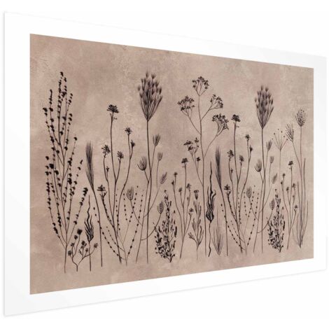 Poster – Wildblumen – schwarze Pflanzen auf kalkfarbenem Hintergrund