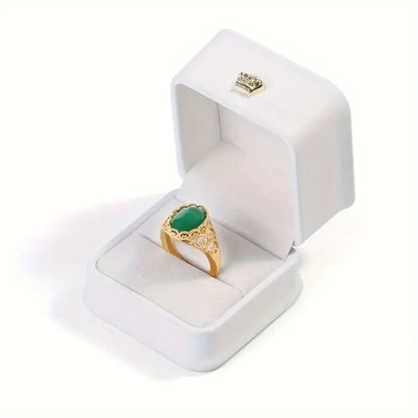 Elegante blaue Ringbox aus Kunstleder mit Krone (1/5)