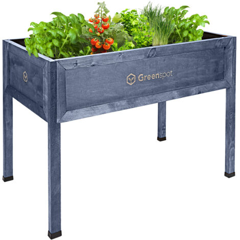 Hochbeet für Balkon, Terrasse und Garten 110x55x80cm - Herbarium aus Holz auf Beinen - Pflanzkübel auf Beinen für Blumen, Kräuter, Gemüse - Hochkasten für den Garten, Greenspot Vintage anthrazit (1/5)