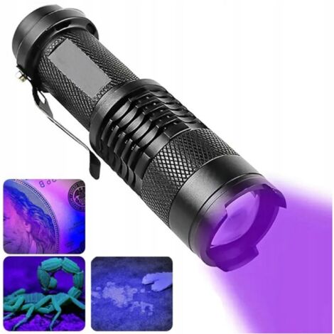 Taktische LED Taschenlampe Zoom UV Diode Bernstein Banknoten Tester Beständig