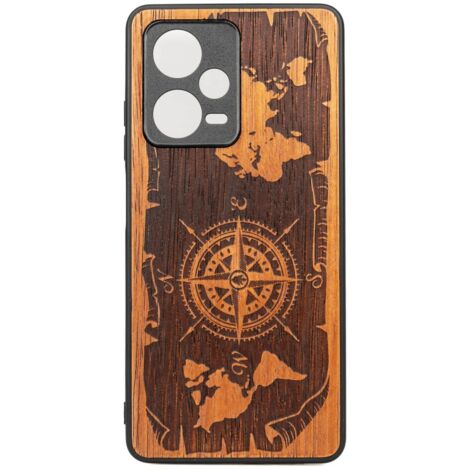 Bewood Redmi Note 12 5G Holzetui WIND ROSE MERBAU (1/2)