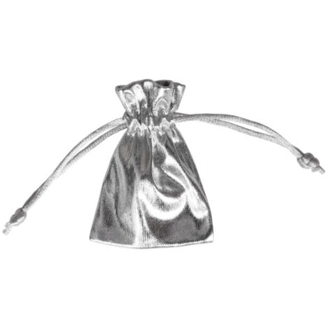 Silberner dekorativer Beutel, Geschenkverpackung, 8 x 6 cm, Schmuckbeutel (1/2)