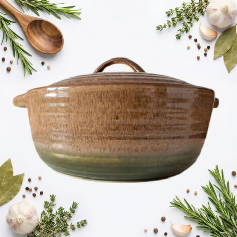 2-Liter-Topf, hitzebeständige Schüssel mit Deckel, Brotform 23 cm, Keramikvase