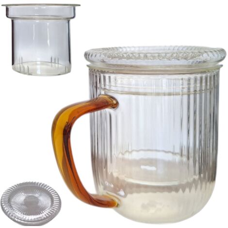 GLAS-THERMOBECHER 0,4L GLAS-EISBECHER ZUM AUFBRÜHEN VON TEE UND KRÄUTERN