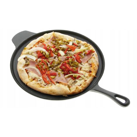 Gusseiserne Bratpfanne 30 cm zum Braten von Pfannkuchen, Pizzen, Eiern, Omeletts, Gusseisen (1/5)