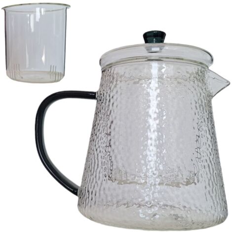 Glaskanne mit Teefilter, 1 Liter, für Wasser, Kaffee und Heißgetränke (1/5)