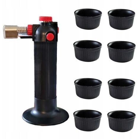 Schwarze Keramik-Crème-Brûlée-Formen, 8-teilig + Heißluftpistolen-Set (1/5)