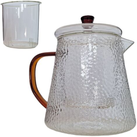 Glaskanne mit Teefilter, 1 Liter, für Wasser, Kaffee und Heißgetränke (1/5)