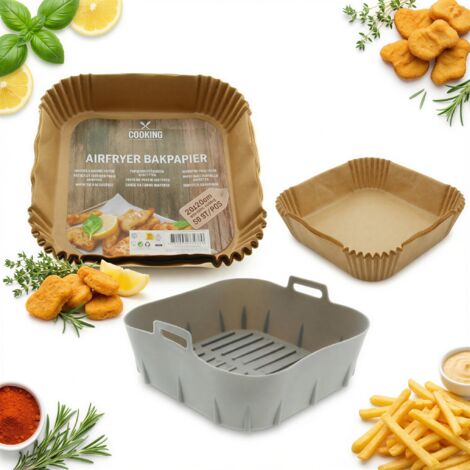 BACKFÖRMCHEN FÜR FETTFREIE FRITTEUSE 50x PAPIER + SILIKON (1/5)