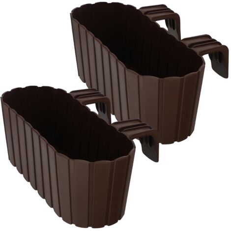 KOTARBAU® Balkonkasten für Balkongeländer oval rustikal braun 400 mm Set 2 Stück