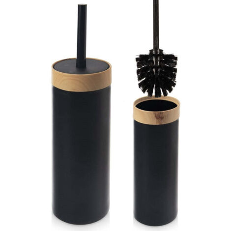 Schwarze Toilettenbürste mit Ständer (1/5)