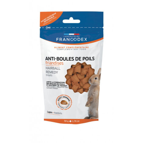 FRANCODEX Anti-Haarballen-Leckerlis für Kaninchen 50 g (1/2)