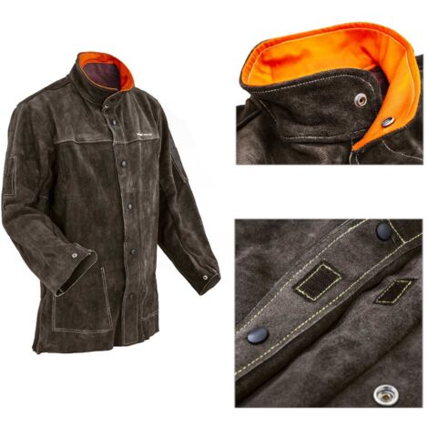 Strapazierfähige Schweißerschutzjacke aus Leder, Größe XL