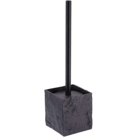 Polyresin-wc-bürste quadratisch mit steineffekt und mattschwarzem stiel - schwarz - Tendance