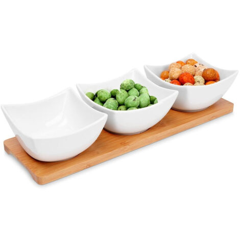 Weiße Porzellan-Snackschalen 30 cm 4 Stück. (1/5)