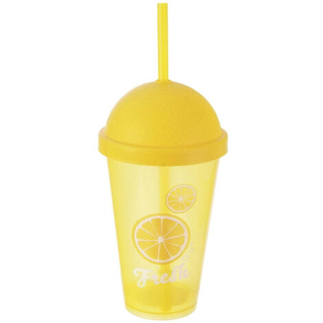 Plastikbecher mit Deckel und Strohhalm, 450 ml (1/5)