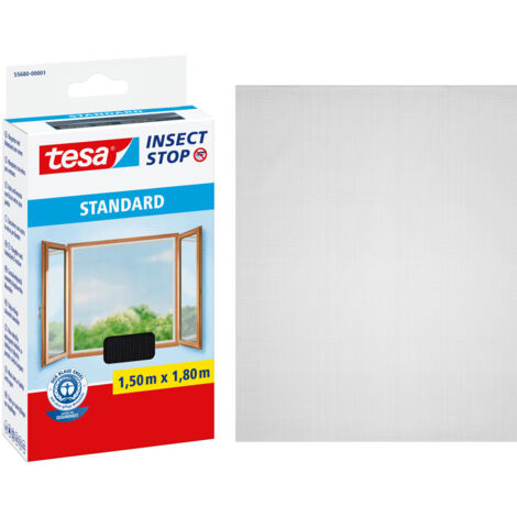 tesa Fliegengitter Stand Klettband für Fenster anthrazit 1,5m:1,8m