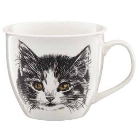 Ambition Porzellantasse mit Katzenmotiv, weiß, 550 ml