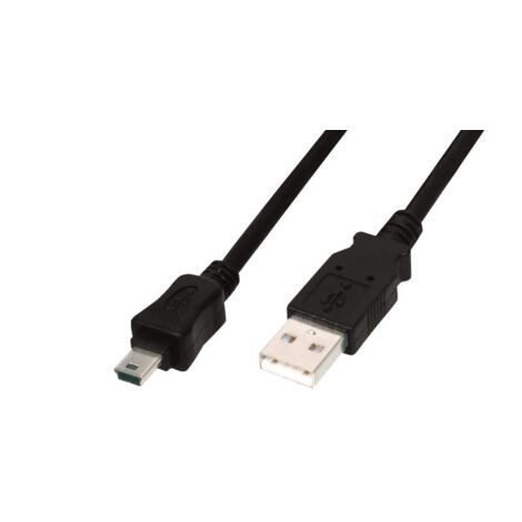 Digitus USB-Kabel  USB 2.0 USB-A Stecker, USB-Mini-B Stecker 3.00 m Schwarz Rund, doppelt geschirmt (1/4)