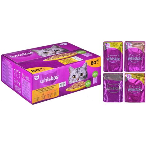 Nassfutter für Katzen WHISKAS Geflügelgelee Beutel 80x85g (1/5)