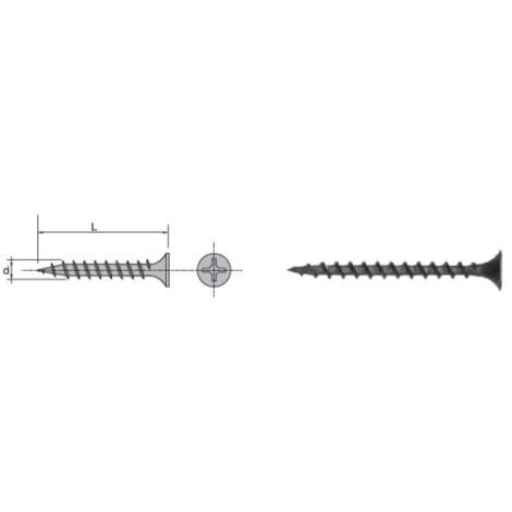 Phosphatierter Gips-Holzschrauber 3,5 x 25 mm - FTG 3,5 x 25 (1/2)