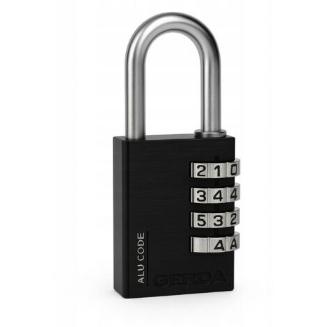 Aluminium-Kombinations-Bügelschloss 4 Scheiben KAS S40 schwarz - MP KLO 62800 (1/2)