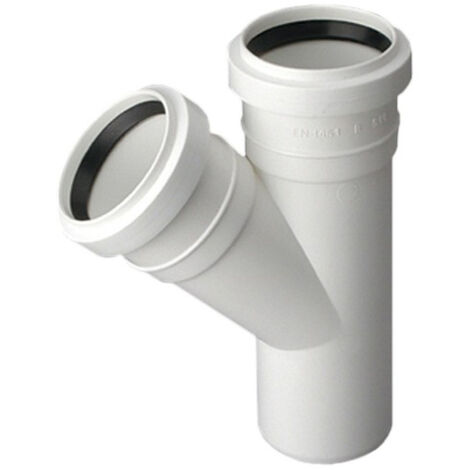 Weißes Abwasser-T-Stück 50/32 mm, Winkel 67 Grad (1/2)