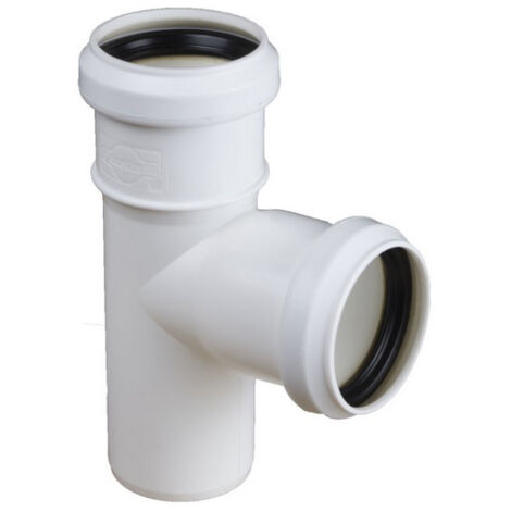 Weißes Abwasser-T-Stück 50/32 mm, 90°-Winkel (1/2)