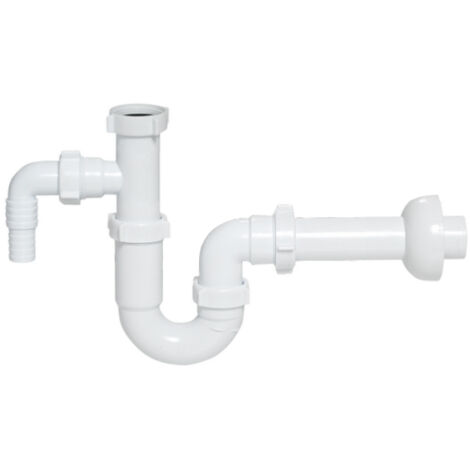 Waschbeckenrohr-Siphon 5/4" mm, Abfluss 32 mm, mit Anschluss für Waschmaschine/Geschirrspüler (1/2)