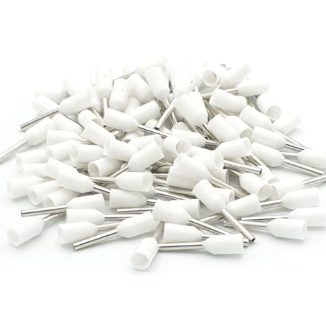 100 Stück weiße, einseitig gecrimpte Kabelhülsen mit 0,5 mm² Querschnitt (1/2)