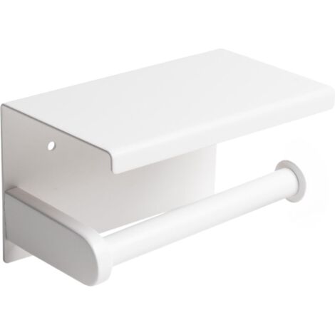 Toilettenpapierhalter für Badezimmer-Wandregal, Edelstahl, Weiß (1/5)