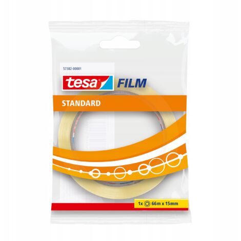 Tesa Standard Büroklebeband, transparent, lang, 66 m x 15 mm (1/2)