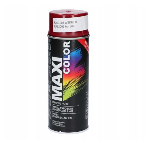Acryllack, rot, sehr dunkelglänzend, Maxicolor RAL 3005, 400 ml, Motip (1/4)