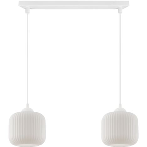 Riffle Pendelleuchte, weiß, 2-flammig, weißer zylindrischer Schirm, E27 (1/5)