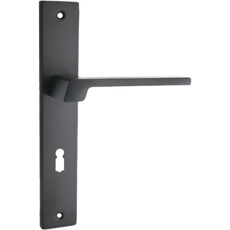 Domino Cantoro Griff auf einer länglichen Platte mit Schlüsselloch, schwarz, Lochabstand 72 mm (1/5)