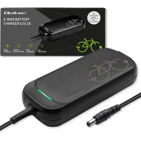 Qoltec Schnellladegerät für Elektroroller und E-Bikes 36V  42V  2A  5,52,5  Wasserdicht + Stromkabel (1/5)