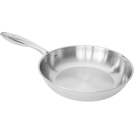 Shiori Edelstahl 304 Bratpfanne, unbeschichtet, induktionsgeeignet, 24 cm (1/4)