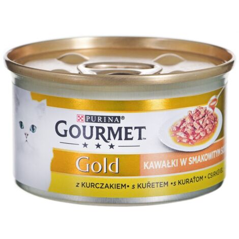 Gourmet Gold Katzenfutterstücke in leckerer Soße mit Hühnchen, 85 g (1/2)
