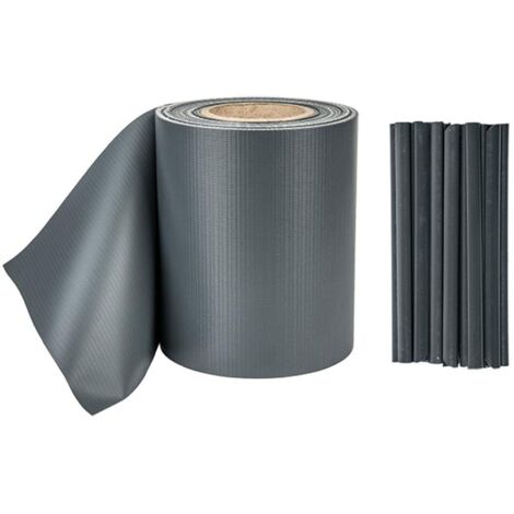 Balkonzaunband anthrazit 19 cm x 35 m + Bradas-Clips 0285 (1/5)