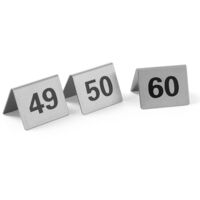 Tischnummer 49-60 Informationsschild, Edelstahl, 12er-Set - Hendi 663882