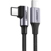 Abgewinkeltes USB-C-Stromversorgungskabel 60 W 20 V 3 A 2 m Schwarz-Grau