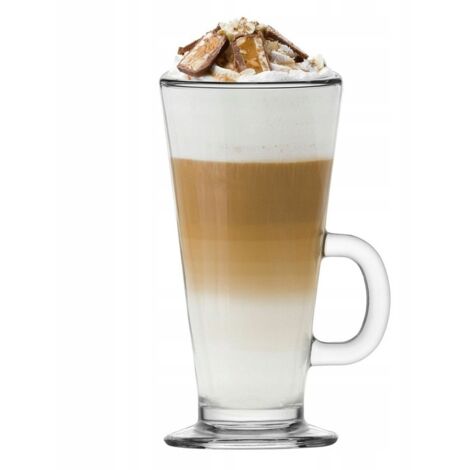 Bicchiere da caffè latte con manico, trasparente, 260 ml Latte