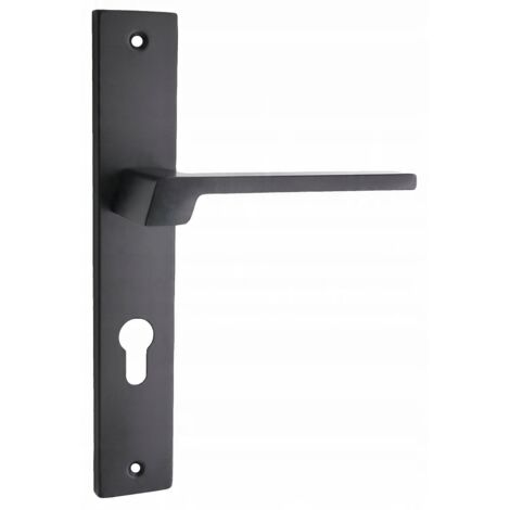 Maniglia per porta Domino CANTORO, nera, placca lunga, inserto da 72 mm