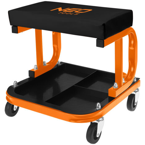 Sgabello da lavoro su ruote con ripiano portautensili (1/4)