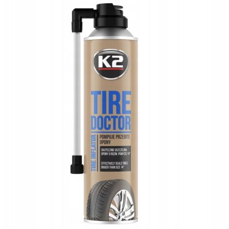 SIGILLANTE SPRAY PER RUOTE DI SCORTA K2 TIRE DOCTOR PER PNEUMATICI OLTRE 14 POLLICI (1/4)