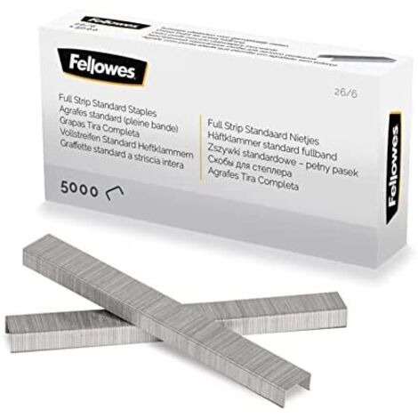 Fellowes Punti pinzatrice 26/6mm per spillatrice a Striscia Intera, Confezione da 5000 punti metallici, Colore Argento (1/5)