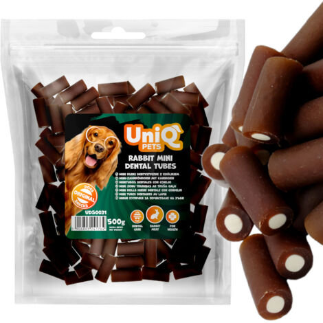 Delicatezza, snack per cani Dental Tubes con Coniglio UniQ Pets 500g (1/5)