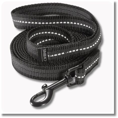 Guinzaglio antiscivolo con catarifrangente, nero - 3 m, 76 mm - cane 10-25 kg (1/5)
